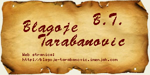 Blagoje Tarabanović vizit kartica
